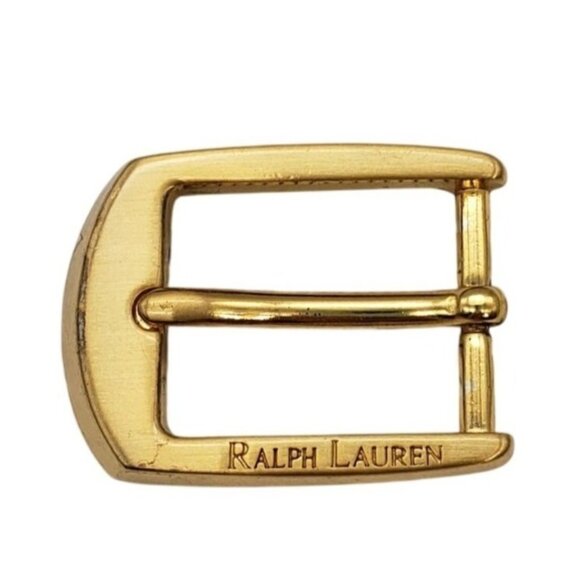 Vintage Ralph Lauren Logo Engraved Gold-Tone Belt Buckle Classic Preppy